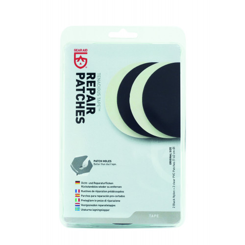 Tenacious Tape Repair Patches- 2 Clear & 2 Black Patches 7.6cm